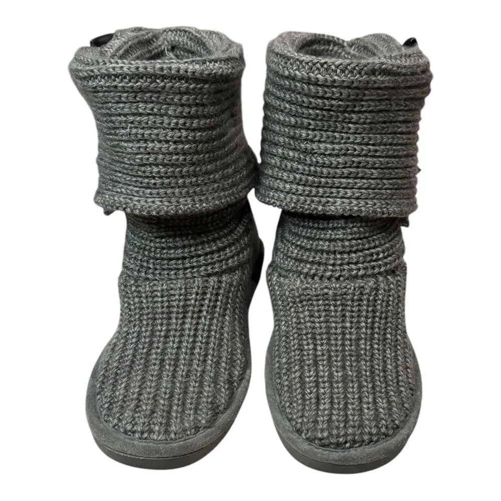 BearPaw Knit Tall Wool/Acrylic Blend Gray Boots 656W Knit Tall Women's Boots 7
